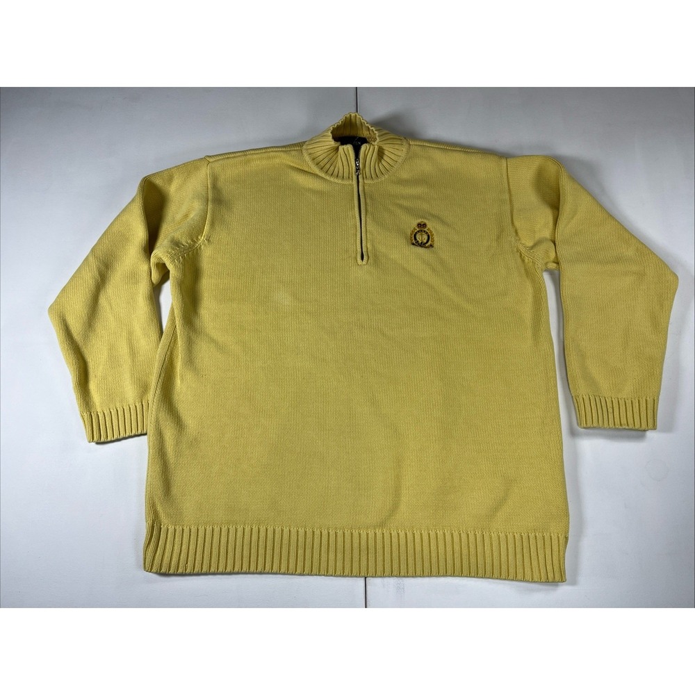 Vintage Lauren Ralph Lauren Quarter Zip Pullover Sweater Crest Yellow Size XL